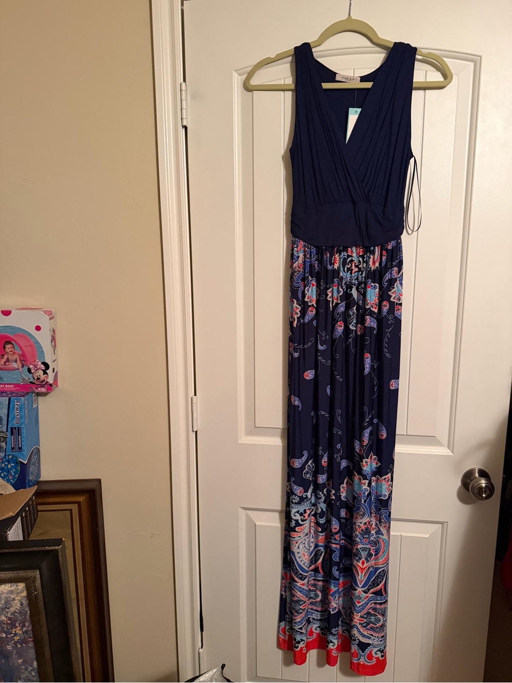 Gilli Shay 2fer Maxi Dress Size Small Navy Paisley Floral NWT